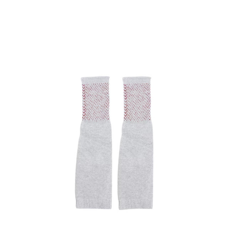 Unisex Grey & Red Printed UV Protection Hand Gloves